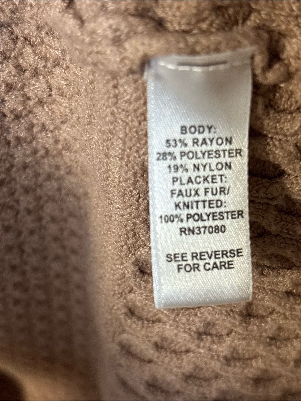 Sleeveless Brown Knit Cabin-core Western Vest Faux-Sherpa Collar Size Medium - Picture 7 of 8